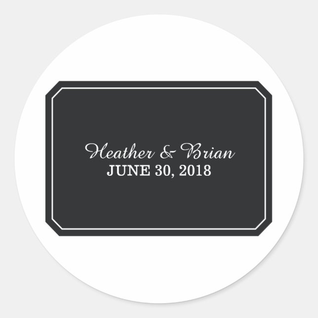 Black Simply Elegant Wedding Stickers (Front)