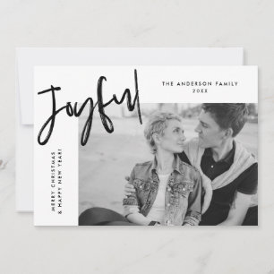 Black Simply Joyful Photo Holiday Card