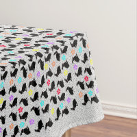 Black Sitting Rabbits Pretty Flower Petals Grey