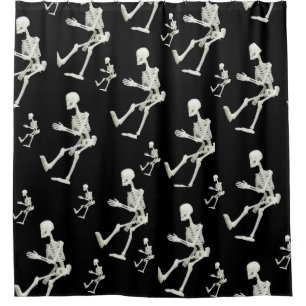 black skeleton halloween shower curtain him