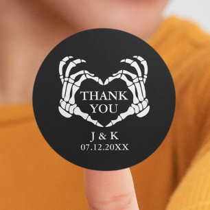 Black Skeleton Heart Til Death Wedding Thank You C Classic Round Sticker