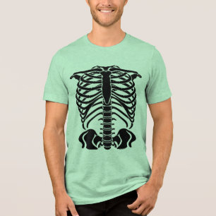 Black Skeleton Rib Cage Tri-Blend Shirt