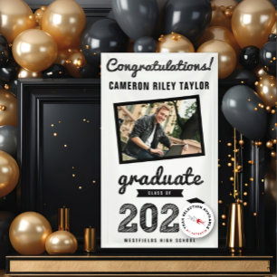 Black Sketch 2024 Congrats Photo Graduation Party Banner