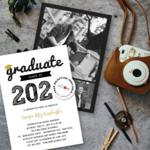 Black Sketch Graduate Cap Class Of 2025 Grad Party Invitation