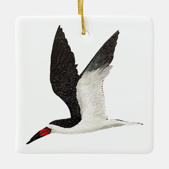 Black Skimmer Ceramic Ornament (Front)