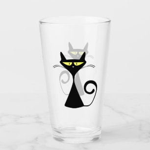 Black Skinny Cat With Large Yellow Eyes Glass