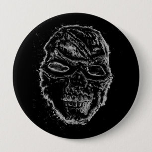 Black skull 10 cm round badge