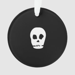 Black Skull and Butterfly Ornament