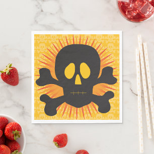 Black Skull And Crossbones Napkin