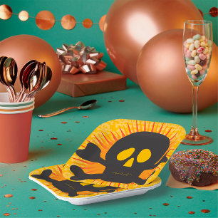 Black Skull And Crossbones Paper Plate