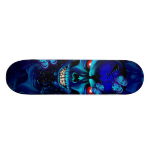 Black Skull and Roses Skateboard
