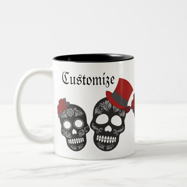 Black Skull Duo Thunder_Cove Two-Tone Coffee Mug (Left)