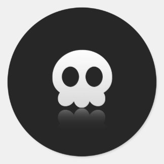 Black Skull Face Round Sticker