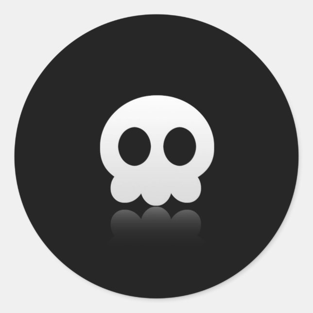 Black Skull Face Round Sticker (Front)