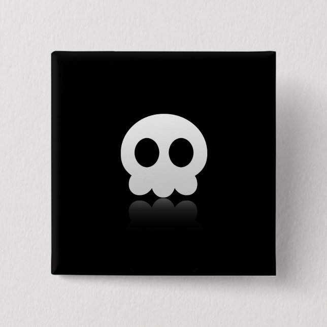 Black Skull Face Square Button (Front)