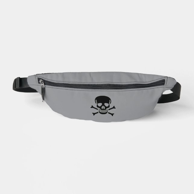 Black Skull gray fanny pack (Front)