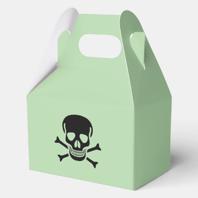 Black Skull green gable favour boxes medium (Front)