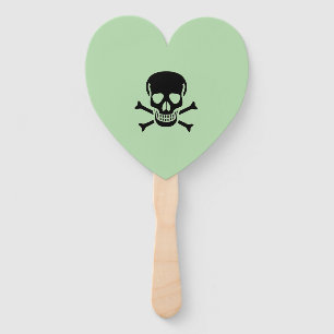 Black Skull green heart hand fans