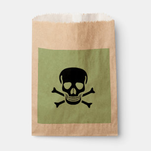 Black Skull green kraft favour bags