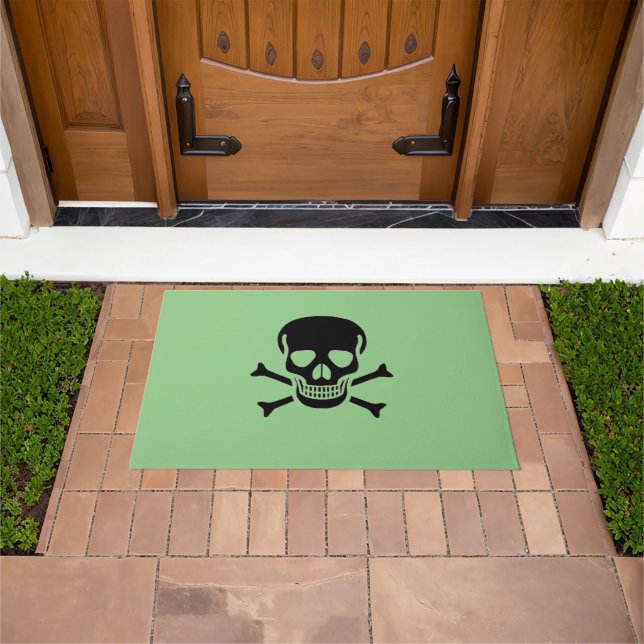 Black Skull green large doormat (Outdoor)