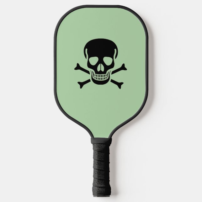 Black Skull green pickleball paddle (Front)