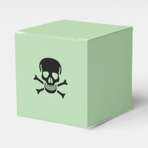 Black Skull green square favour boxes