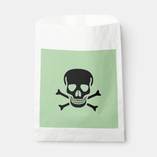 Black Skull green white favour bags (Front)