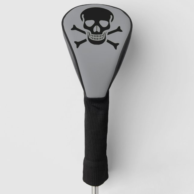 Black Skull grey golf club driver cover (Front)