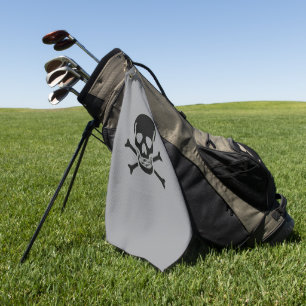 Black Skull grey golf towel