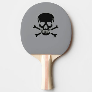 Black Skull grey ping pong paddle