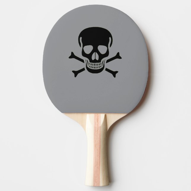 Black Skull grey ping pong paddle (Front)