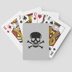 Black Skull grey playing cards