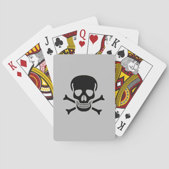 Black Skull grey playing cards (Back)