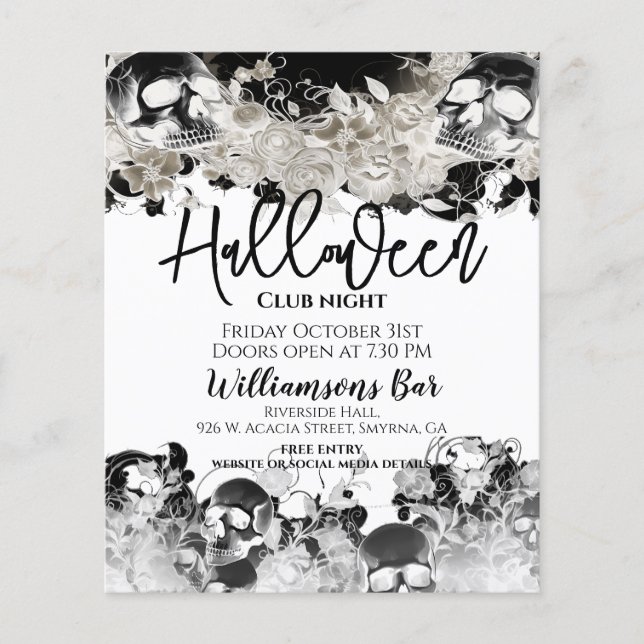 Black Skull Halloween Flyer Template (Front)