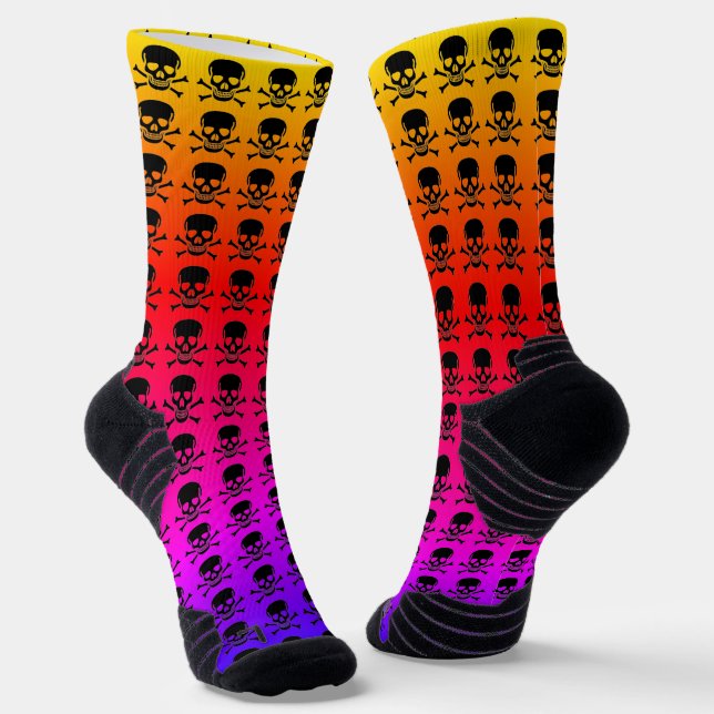Black Skull neon high performance socks (Angled)