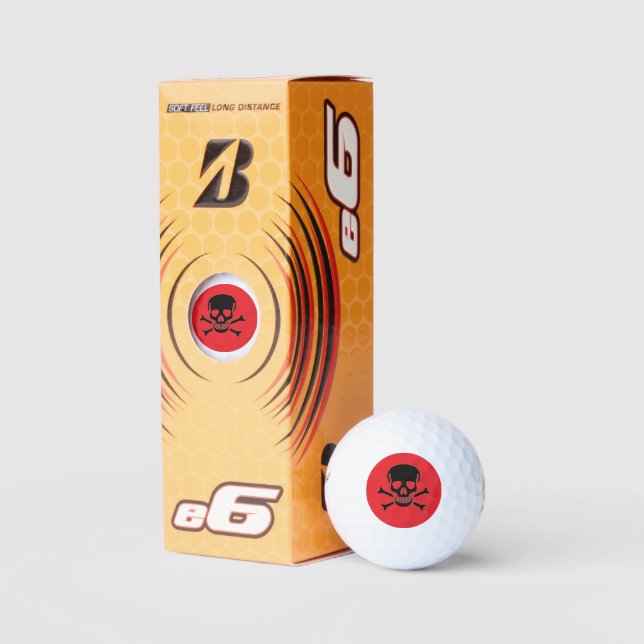 Black Skull red Bridgestone e6 golf balls 3 pack (Packaging)