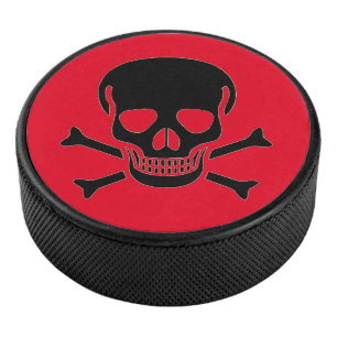 Black Skull red hockey puck
