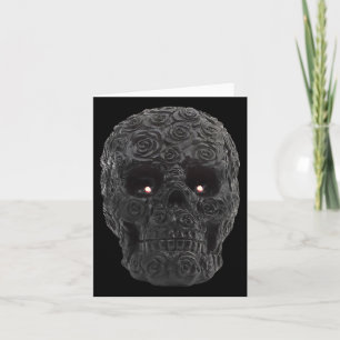 Black Skull Roses Gothic Floral Halloween Costume Card