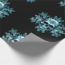 Black skull snowflake Christmas wrapping paper