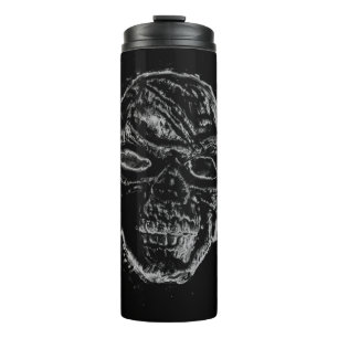 Black skull thermal tumbler