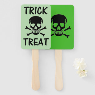 Black Skull Trick Treat green rectangle hand fans