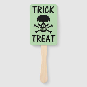 Black Skull Trick Treat green rectangle hand fans