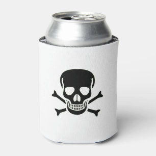 Black Skull white can cooler 2 side