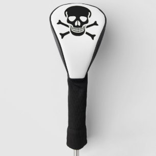Black Skull white golf club driver cover