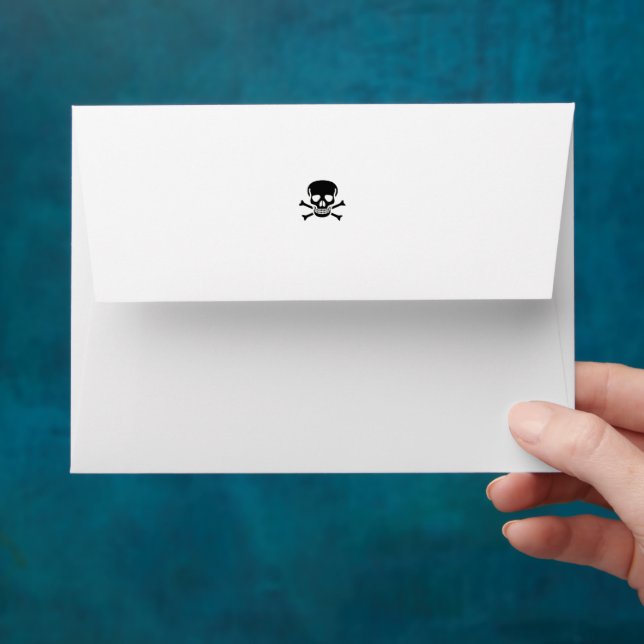 Black Skull white small envelopes back (Hand)