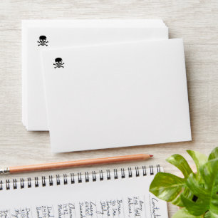 Black Skull white small envelopes front