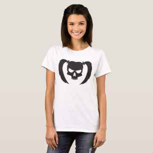 Black skull with pigtails T-Shirt