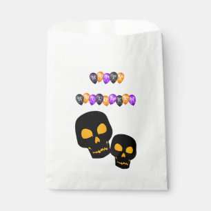 Black Skulls Happy Halloween Balloons Favour Bags