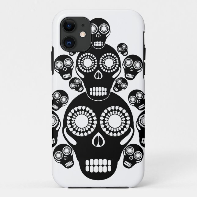 Black Skulls White Case-Mate iPhone Case (Back)