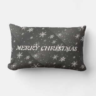 Black Sky with White and Grey Snowflakes, ZSSG Lumbar Cushion